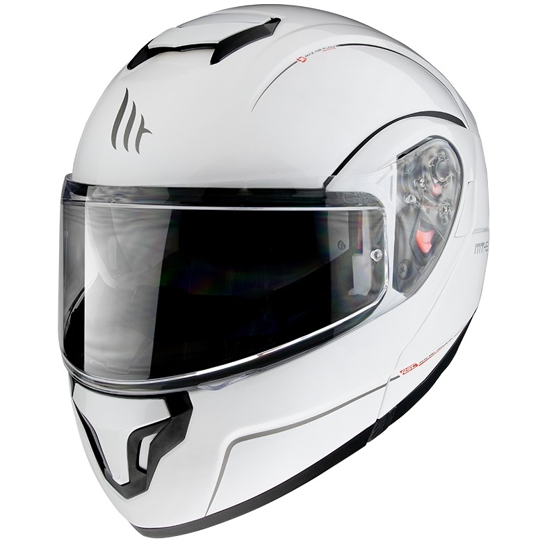 Casco Moto Modulare Omologato P/J Mt Helmet ATOM sv Solid Bianco Perla