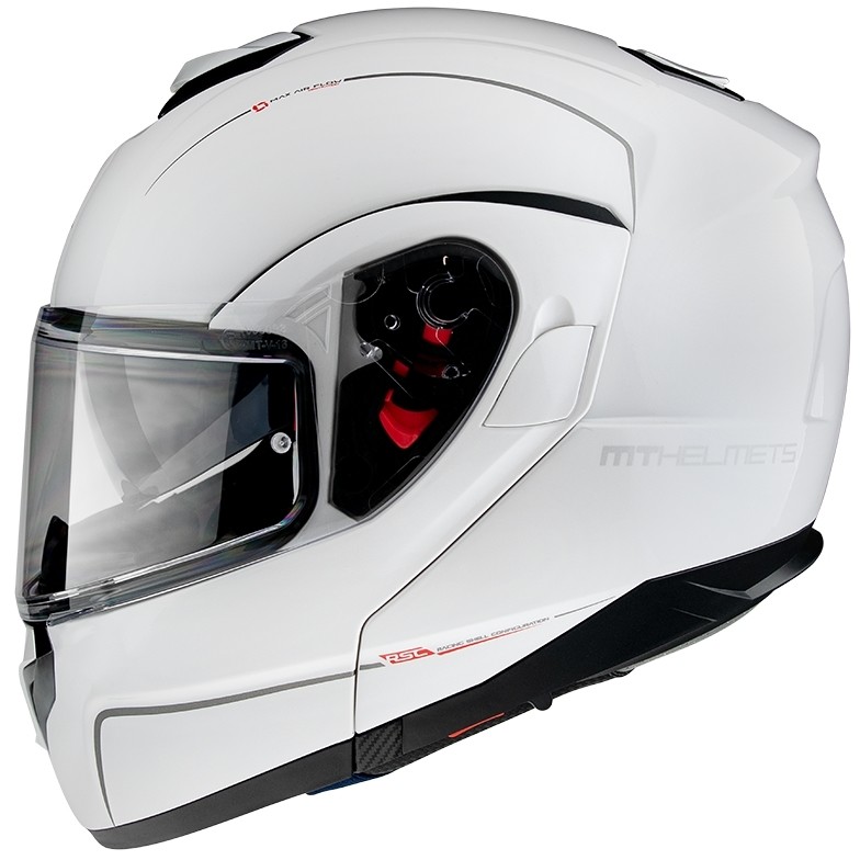 Casco Moto Modulare Omologato P/J Mt Helmet ATOM sv Solid Bianco Perla