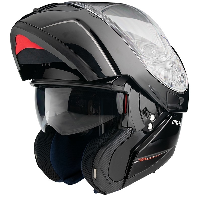 Casco Moto Modulare Omologato P/J Mt Helmet ATOM  sv Solid Nero Lucido