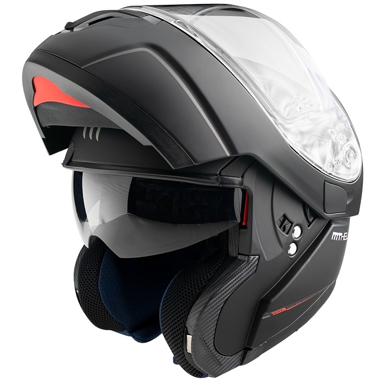 Casco Moto Modulare Omologato P/J Mt Helmet ATOM sv Solid Nero Opaco
