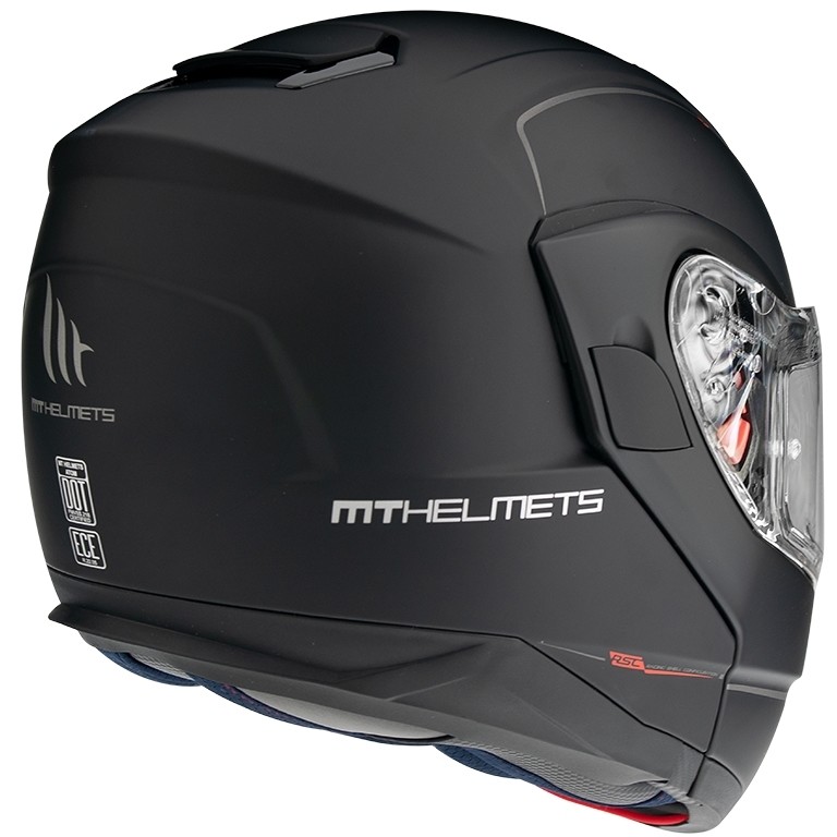 Casco Moto Modulare Omologato P/J Mt Helmet ATOM sv Solid Nero Opaco
