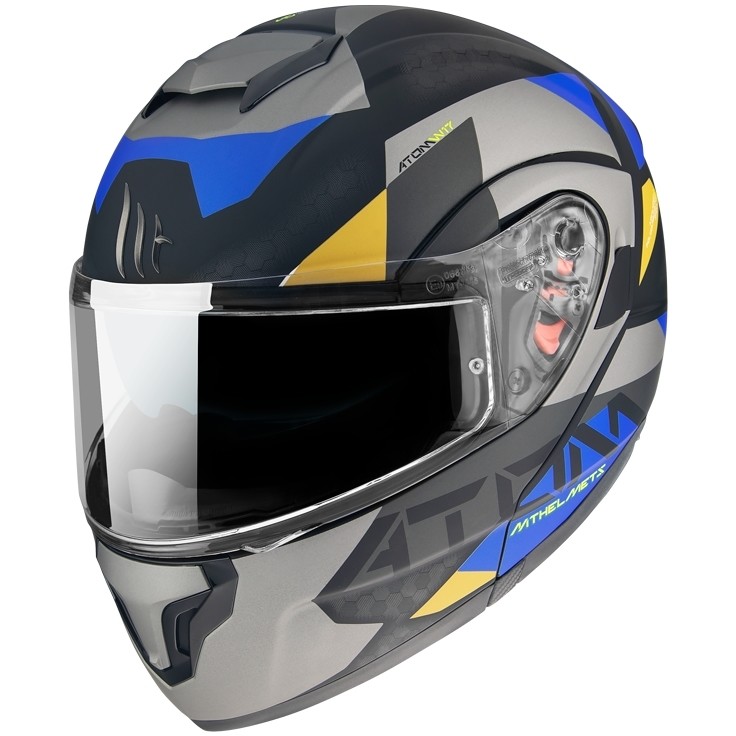 Casco Moto Modulare Omologato P/J Mt Helmet ATOM sv W17 A2 Grigio Opaco