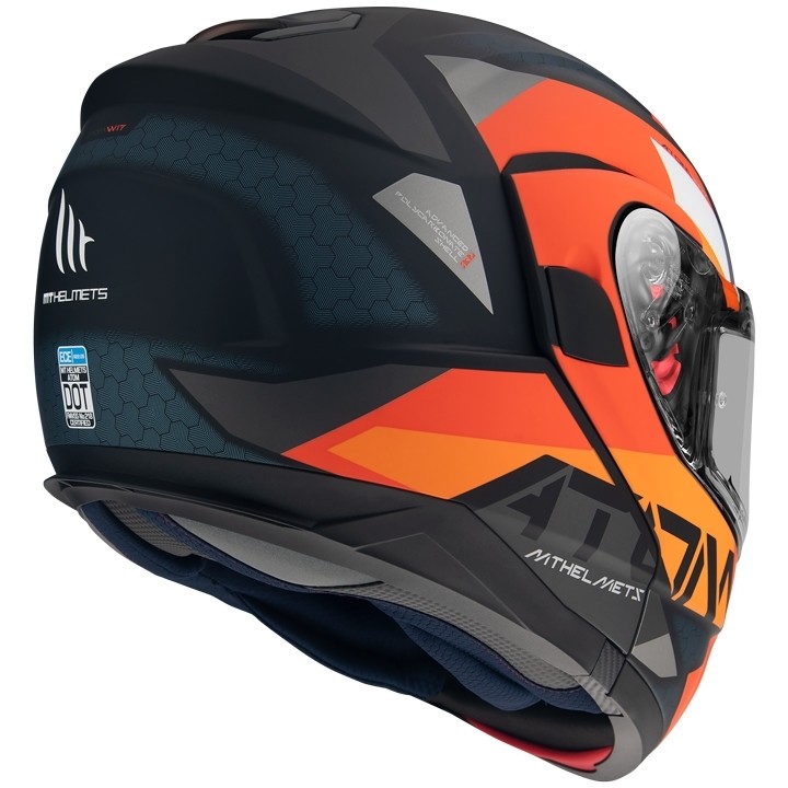 Casco Moto Modulare Omologato P/J Mt Helmet ATOM sv W17 A4 Arancione Opaco