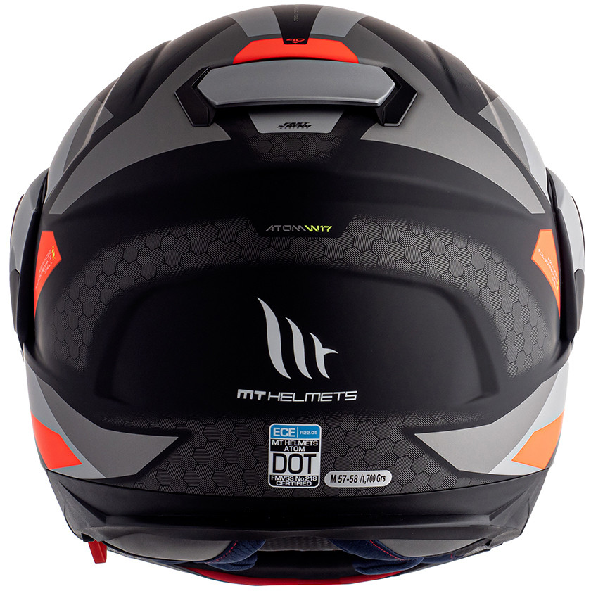 Casco Moto Modulare Omologato P/J Mt Helmet ATOM sv W17 A5 Rosso Opaco