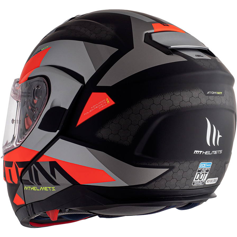 Casco Moto Modulare Omologato P/J Mt Helmet ATOM sv W17 A5 Rosso Opaco