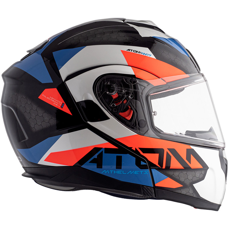 Casco Moto Modulare Omologato P/J Mt Helmet ATOM sv W17 A7 Bianco Blu Rosso Lucido