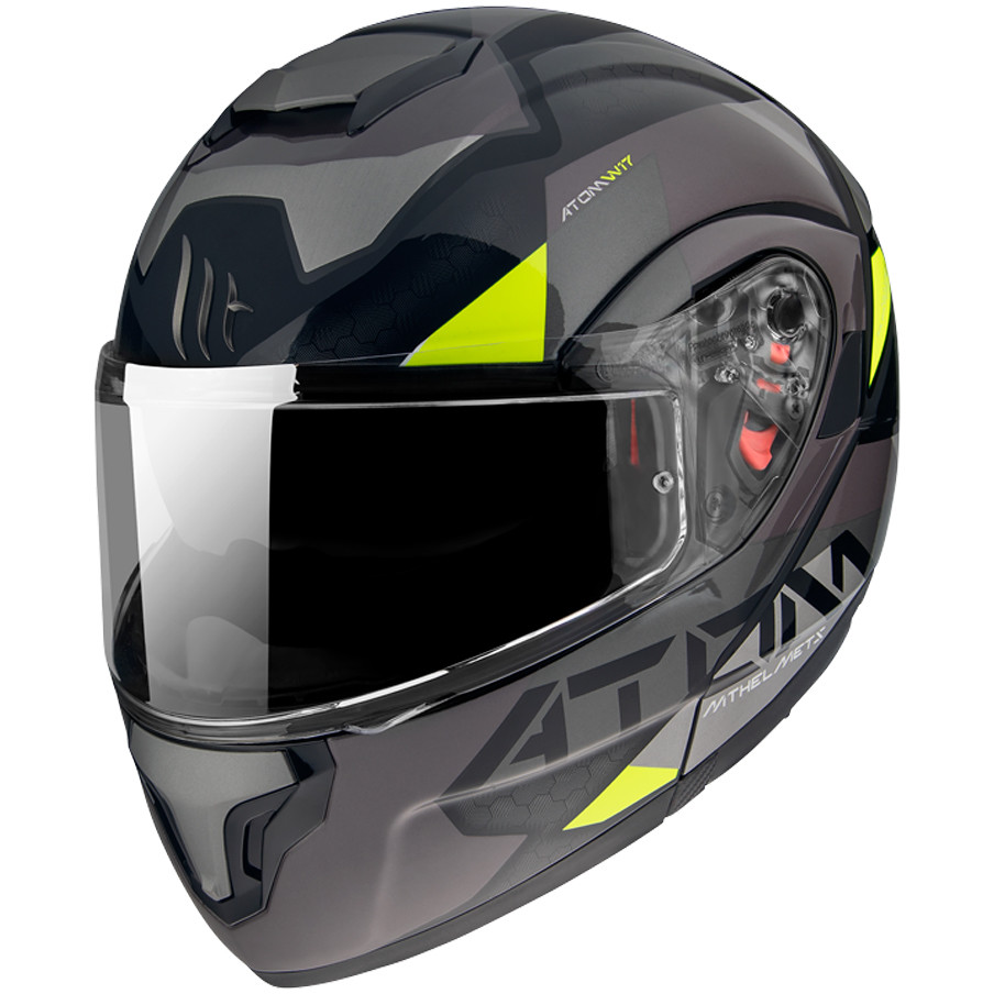 Casco Moto Modulare Omologato P/J Mt Helmet ATOM sv W17 B2 Grigio Lucido & Opaco