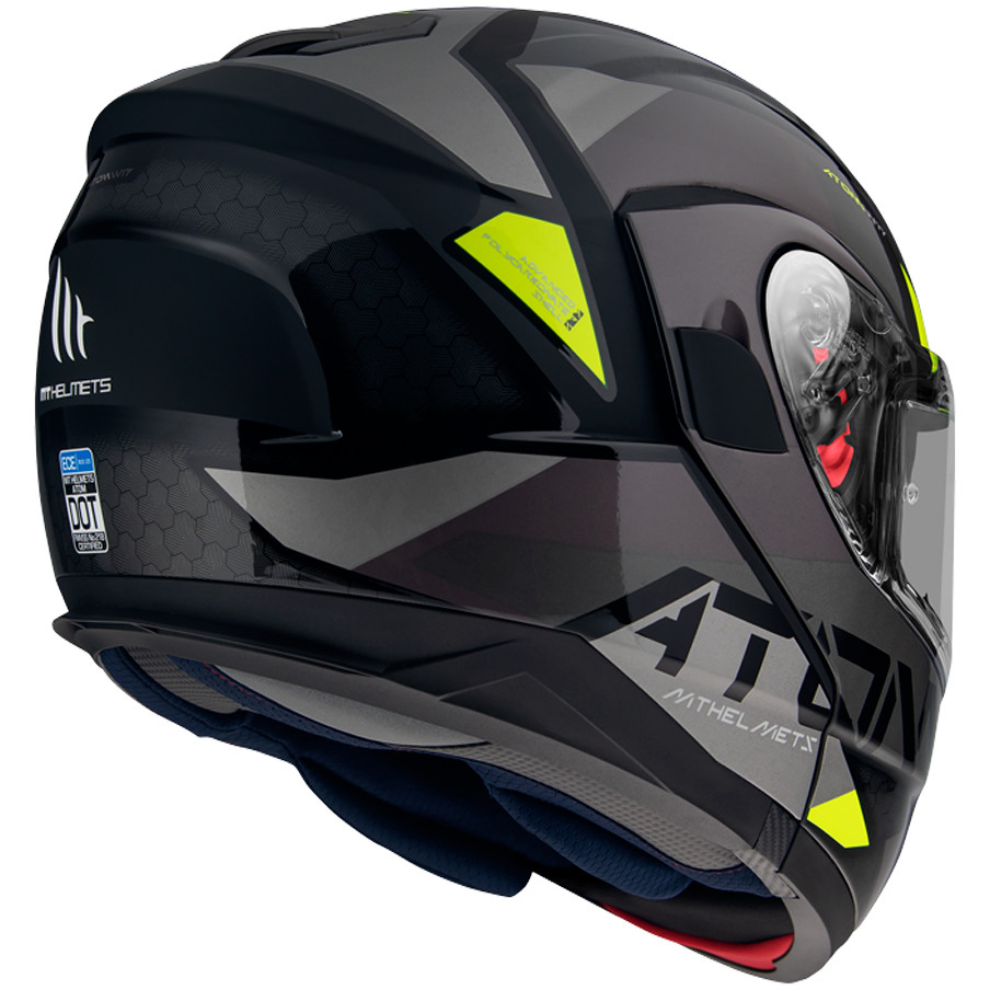 Casco Moto Modulare Omologato P/J Mt Helmet ATOM sv W17 B2 Grigio Lucido & Opaco