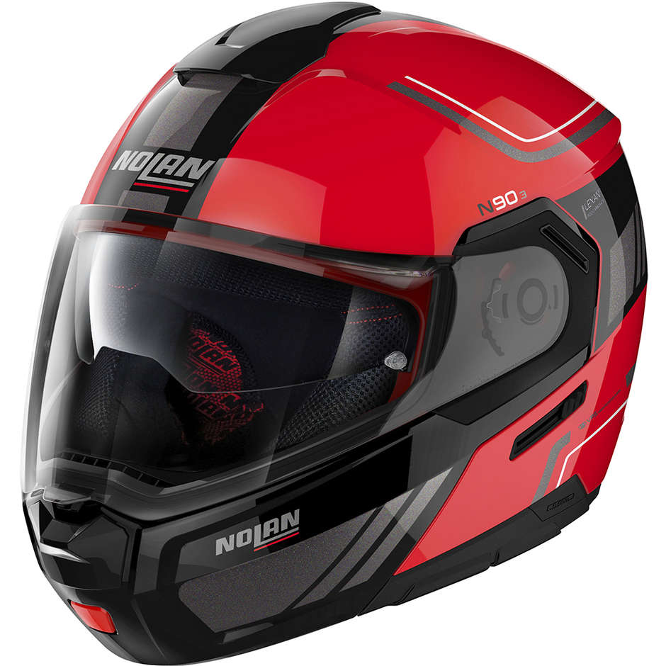 Casco Moto Modulare Omologazione P/J Nolan N90.3 VOYAGER N-Com 019 Corsa Rosso