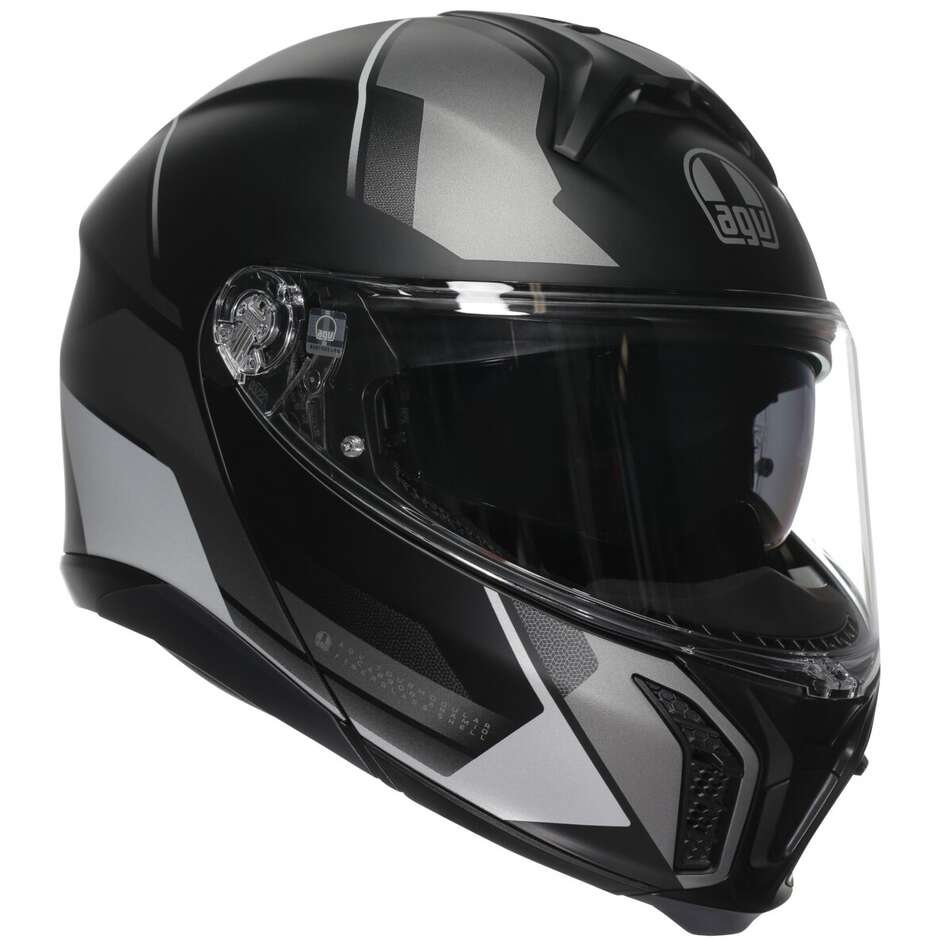 Casco Moto Modulare P/J Agv  TOURMODULAR MULTI  PERCEPTION Opaco Nero Silver