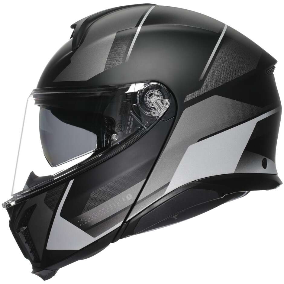 Casco Moto Modulare P/J Agv  TOURMODULAR MULTI  PERCEPTION Opaco Nero Silver