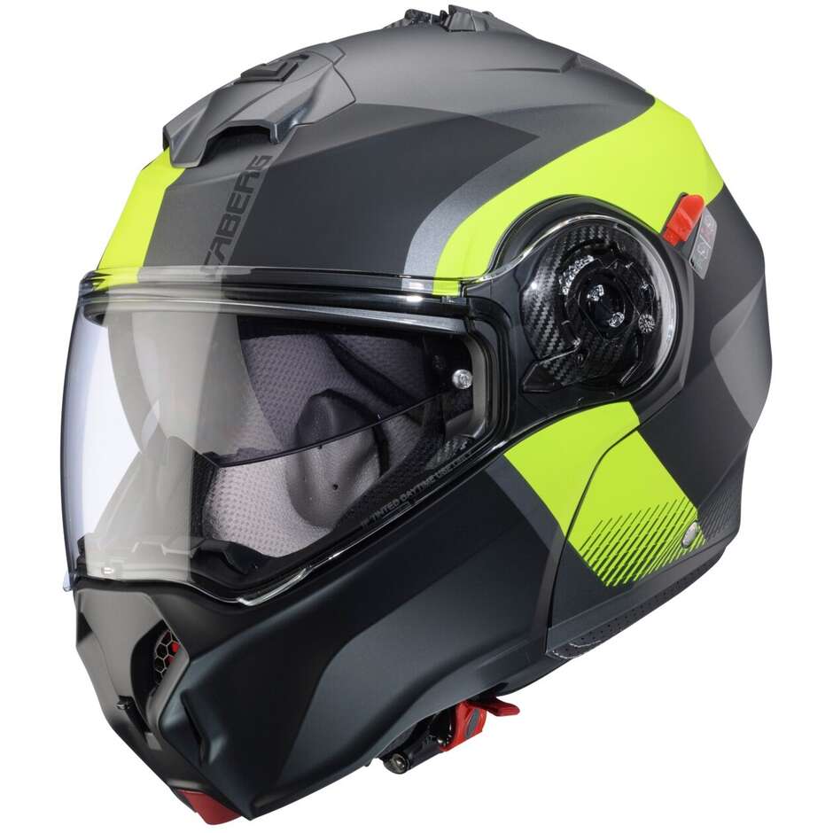 Casco Moto Modulare P/J Caberg DUKE EVO INDY Opaco Gun Metal Giallo Fluo Nero