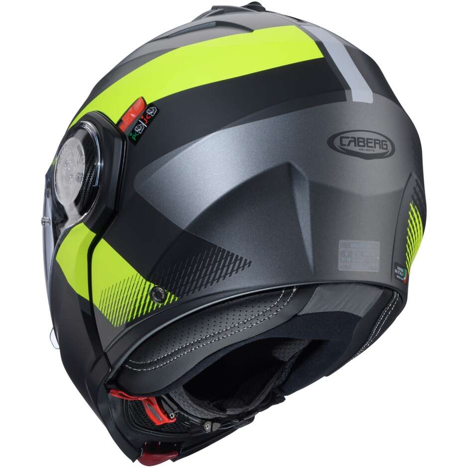 Casco Moto Modulare P/J Caberg DUKE EVO INDY Opaco Gun Metal Giallo Fluo Nero