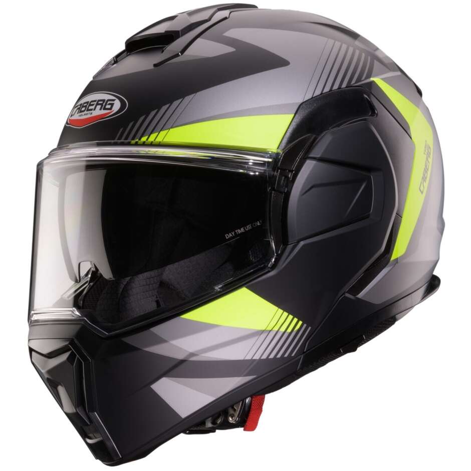 Casco Moto Modulare P/J Caberg TRIP LUNAR Nero Opaco Grigio Giallo Fluo