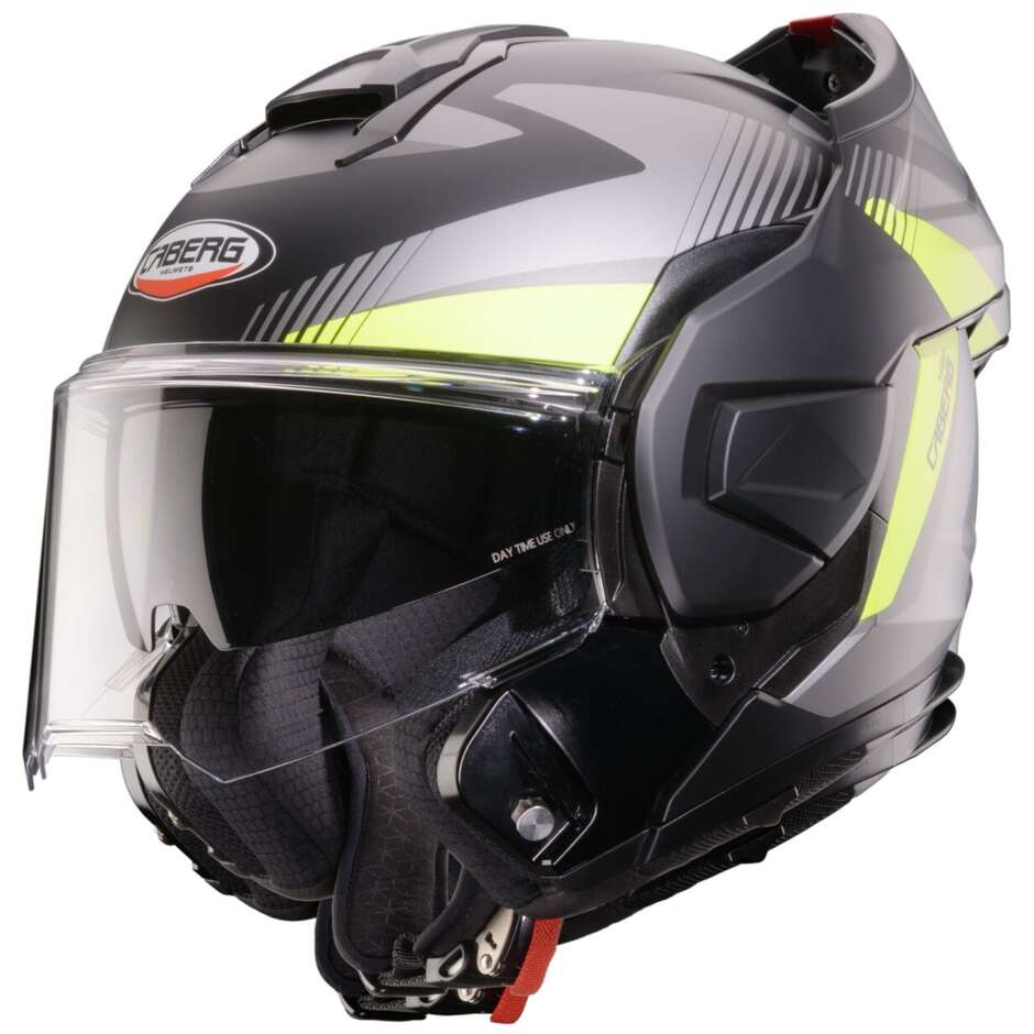 Casco Moto Modulare P/J Caberg TRIP LUNAR Nero Opaco Grigio Giallo Fluo