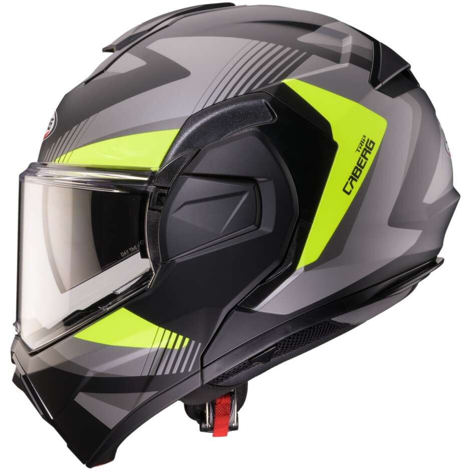 Casco Moto Modulare P/J Caberg TRIP LUNAR Nero Opaco Grigio Giallo Fluo