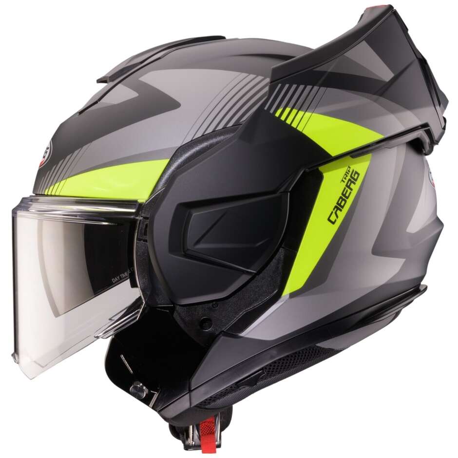 Casco Moto Modulare P/J Caberg TRIP LUNAR Nero Opaco Grigio Giallo Fluo
