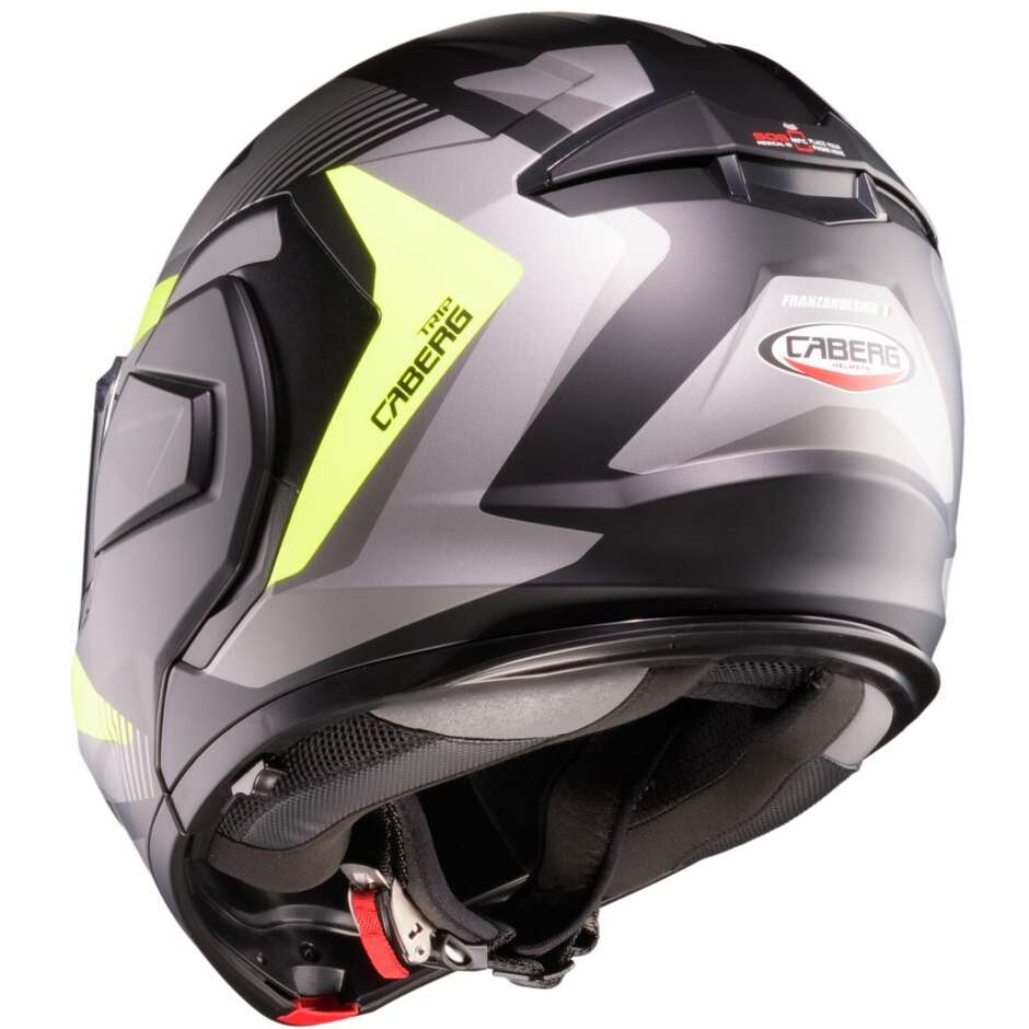 Casco Moto Modulare P/J Caberg TRIP LUNAR Nero Opaco Grigio Giallo Fluo
