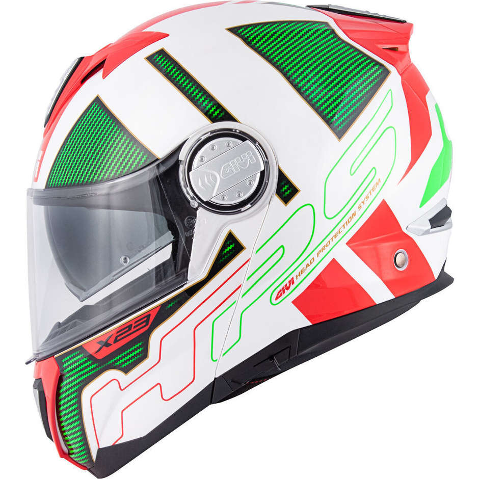 Casco Moto Modulare P/J Givi X.23 SYDNEY Protect Bianco Rosso Verde