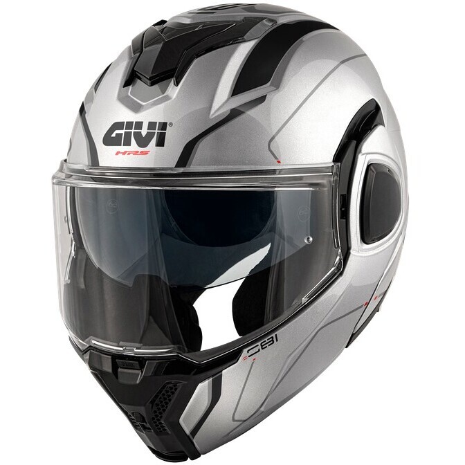 Casco Moto Modulare P/J X36 FIBRA PULSE Argento Nero Gr taglia S