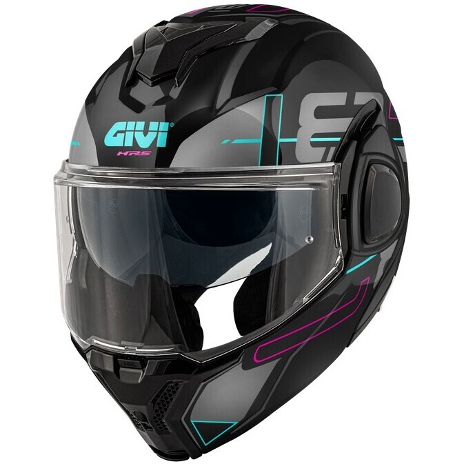 Casco Moto Modulare P/J X36 HPS VERTIGO Nero Fucsia taglia L