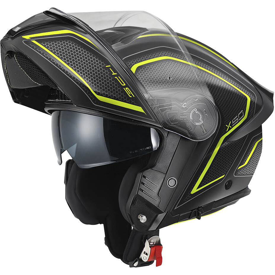Casco Moto Modulare P/J Givi X50 Fibra HOLOGRAM Nero Opaco Titanio Giallo