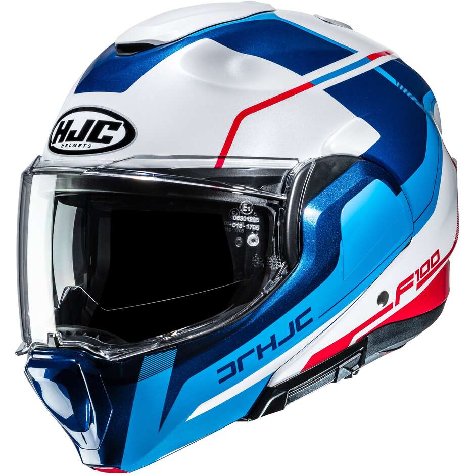 Casco Moto Modulare P/J Hjc F100 ASTRA MC21 Blu Rosso