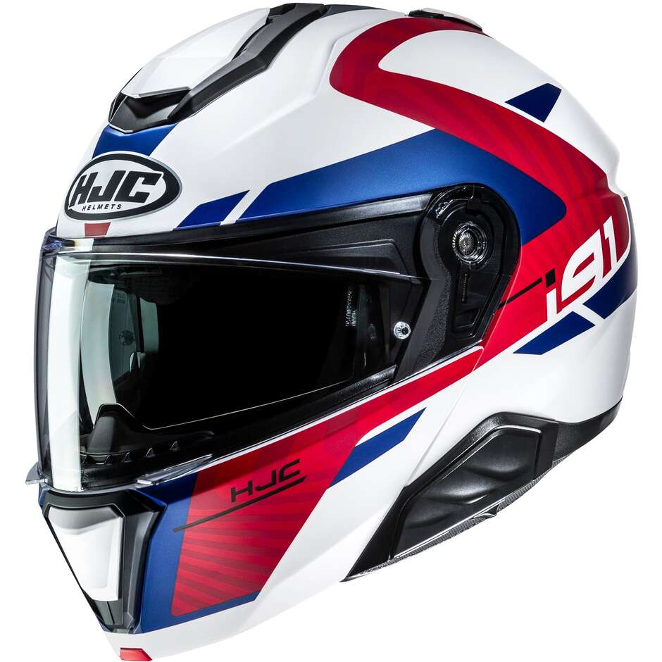 Casco Moto Modulare P/J Hjc i91 GAIA MC21SF Blu Rosso Opaco