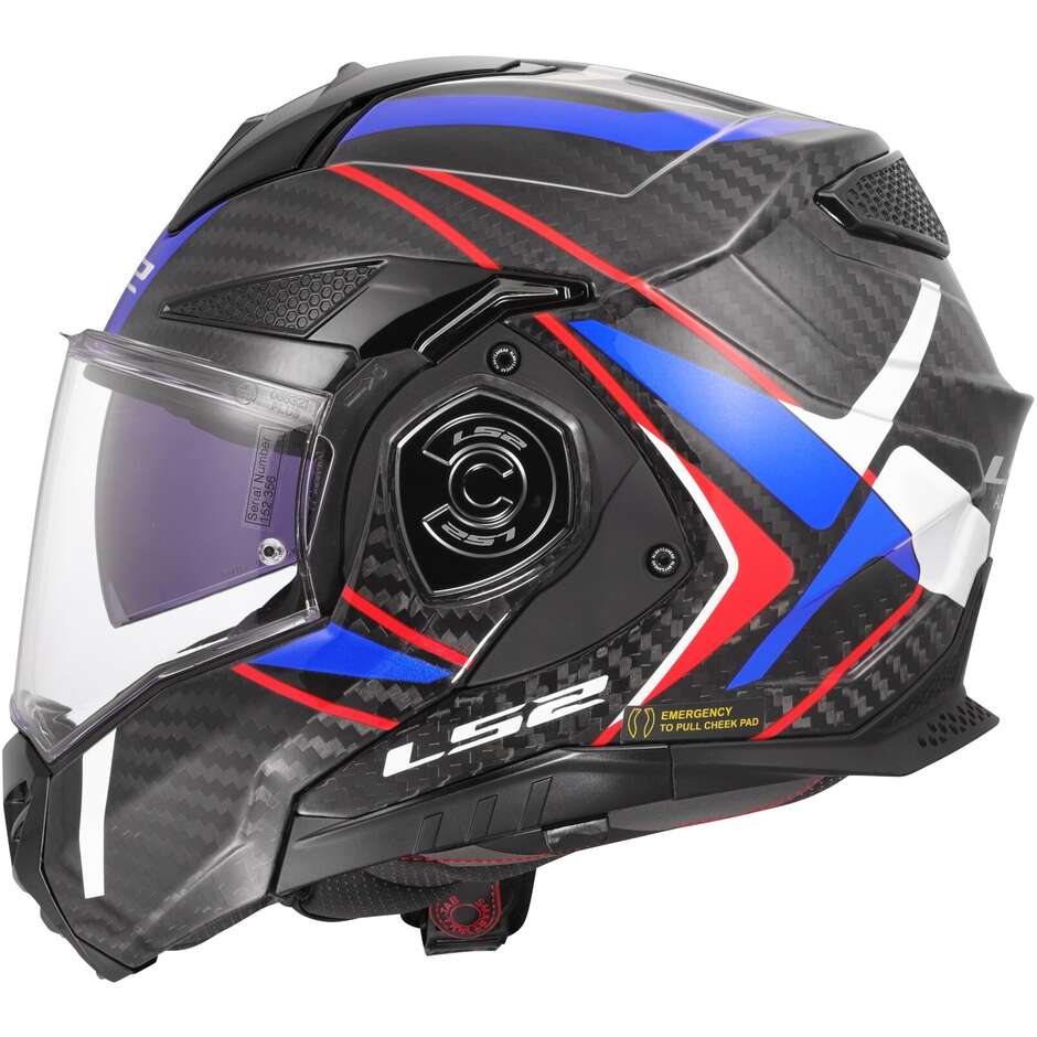 Casco Moto Modulare P/J in Carbonio LS2 FF901 ADVANT X C FUTURE II Bianco Blue