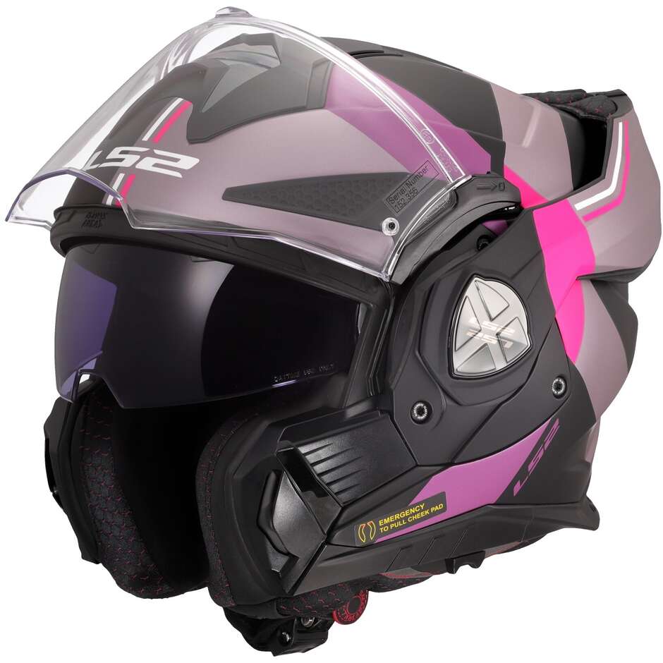 Casco Moto Modulare P/J in HPFC LS2 FF901 ADVANT X ULTRA Grigio Porpora