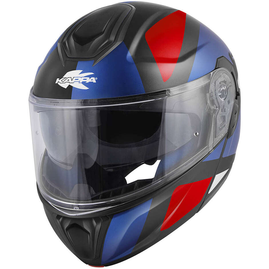Casco Moto Modulare P/J Kappa KV50F GALAXY Nero Opaco Bianco Blu Rosso