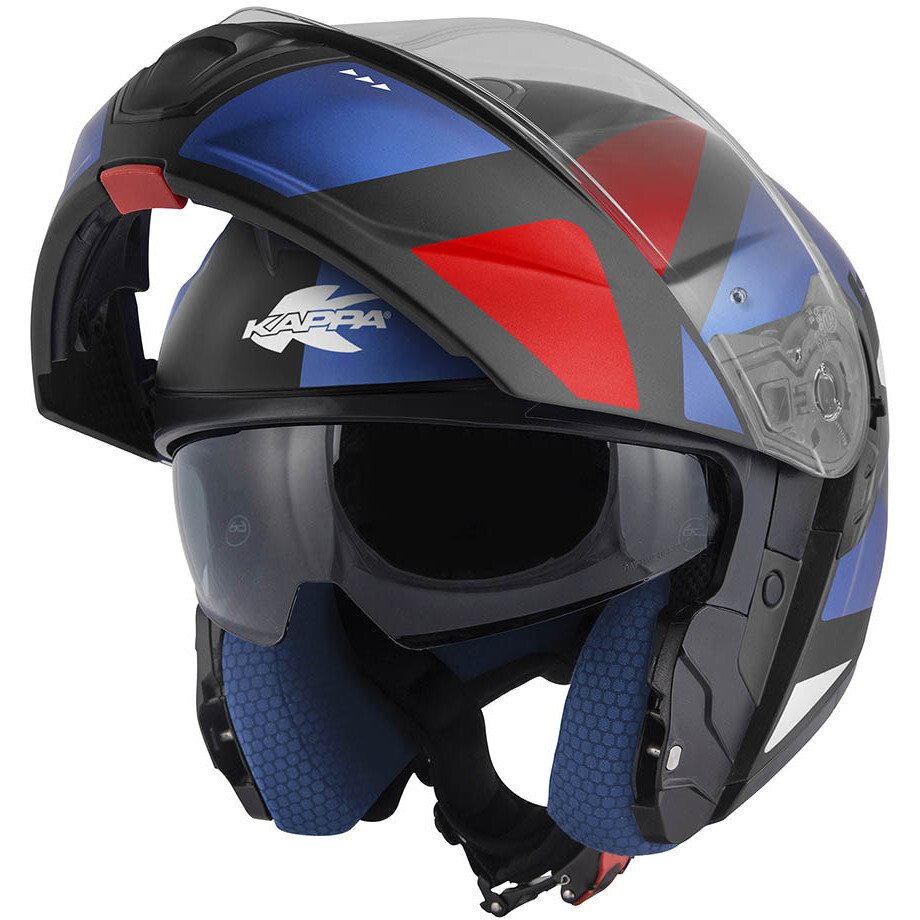 Casco Moto Modulare P/J Kappa KV50F GALAXY Nero Opaco Bianco Blu Rosso