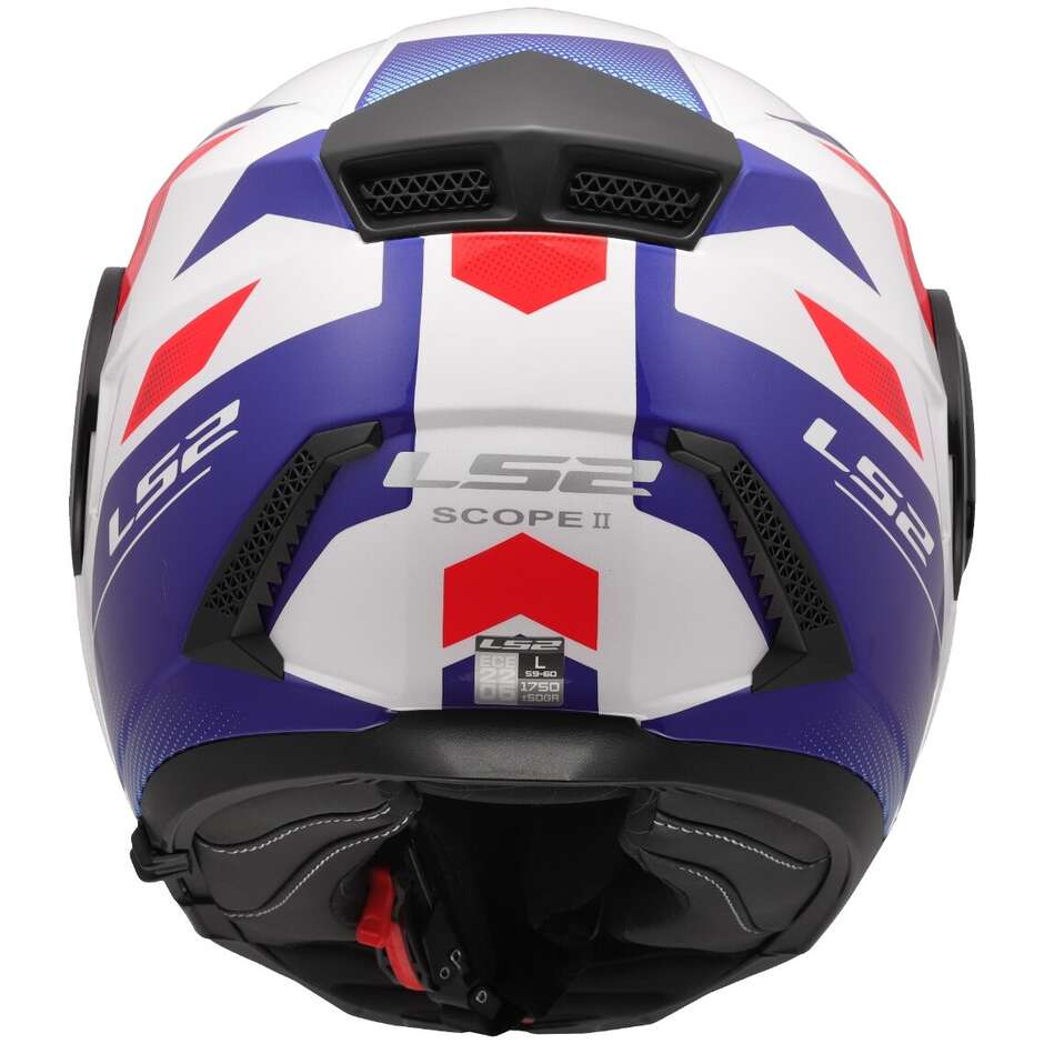 Casco Moto Modulare P/J LS2 FF902 SCOPE II DURIA Bianco Blue Rosso