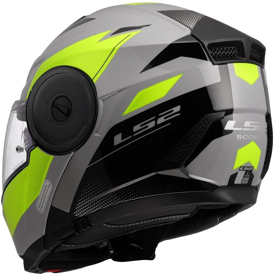 Casco Moto Modulare P/J LS2 FF902 SCOPE II DURIA Grigio Giallo Fluo