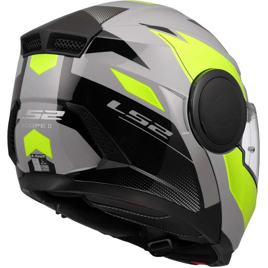 Casco Moto Modulare P/J LS2 FF902 SCOPE II DURIA Grigio Giallo Fluo