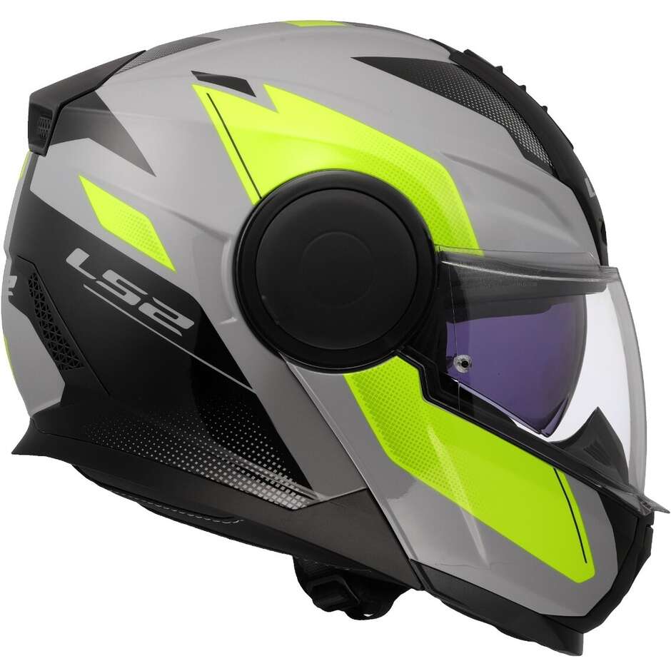 Casco Moto Modulare P/J LS2 FF902 SCOPE II DURIA Grigio Giallo Fluo