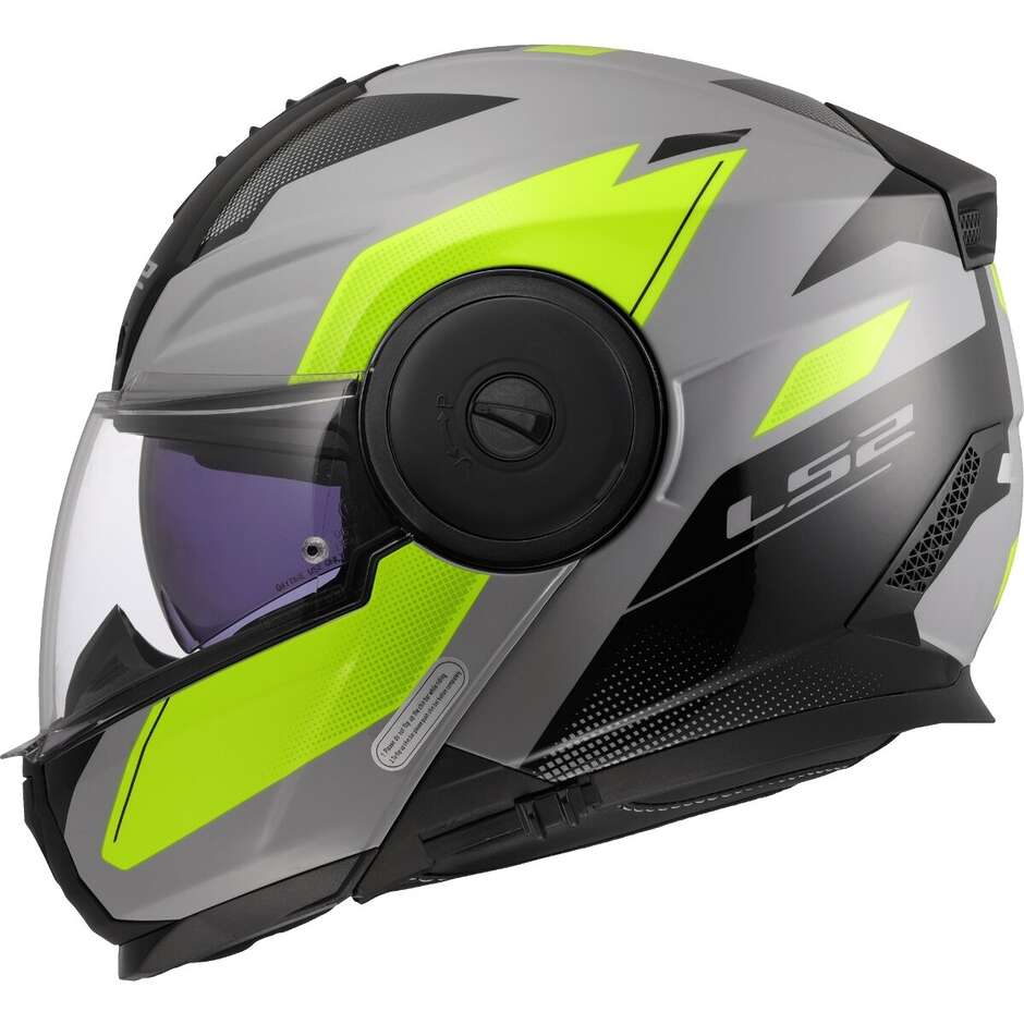 Casco Moto Modulare P/J LS2 FF902 SCOPE II DURIA Grigio Giallo Fluo