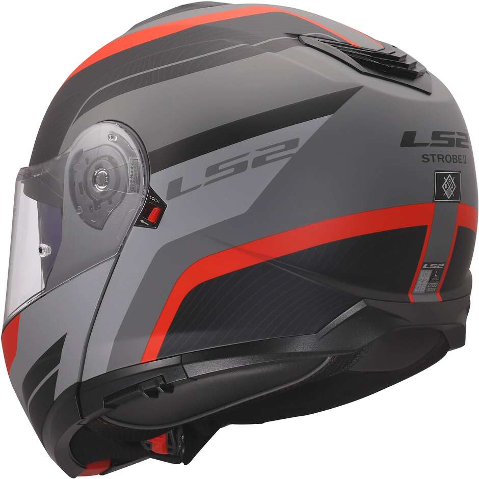 Casco Moto Modulare P/J LS2 FF908 STROBE II MONZA Nero Grigio Rosso