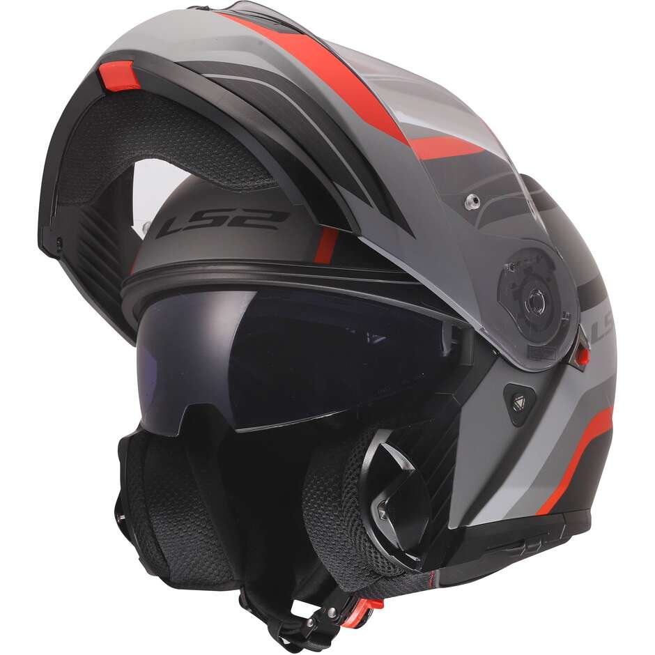 Casco Moto Modulare P/J LS2 FF908 STROBE II MONZA Nero Grigio Rosso
