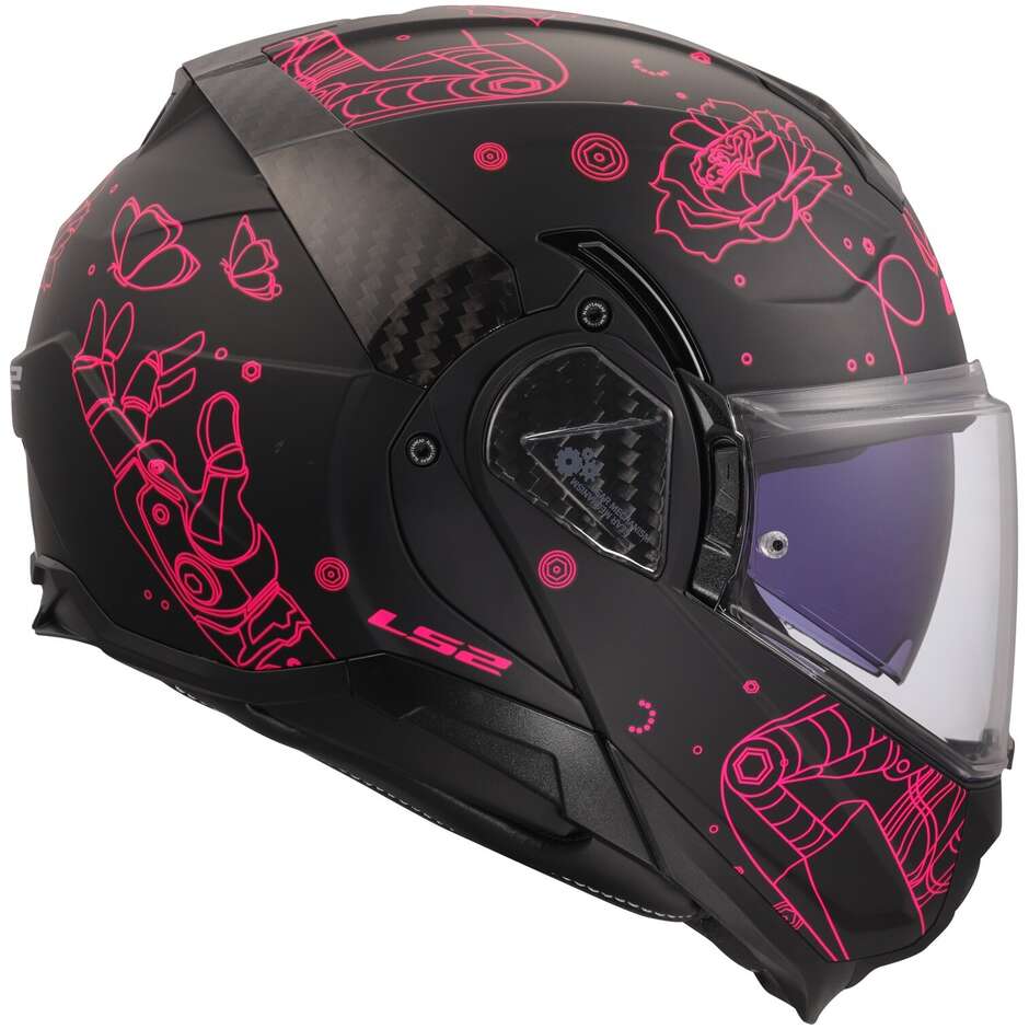 Casco Moto Modulare P/J LS2 FF910 ADVANT II SOPHIA Nero Rosa