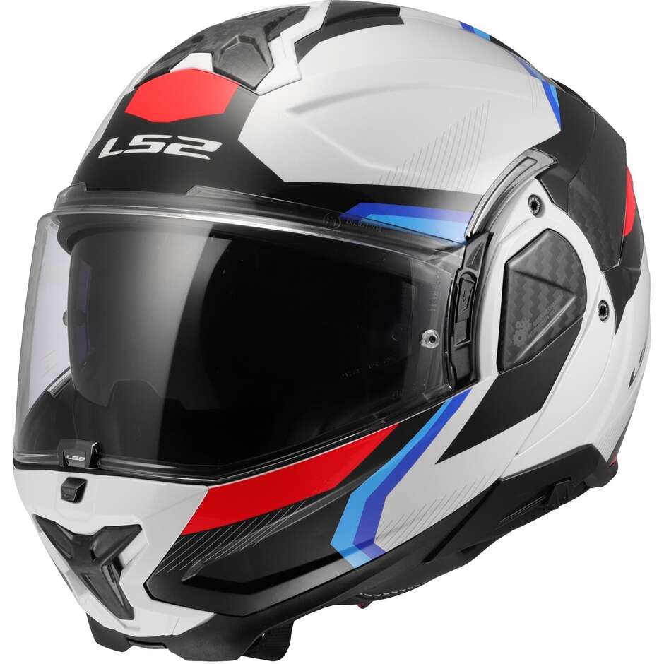 Casco Moto Modulare P/J LS2 FF910 ADVANT II TRIPLE Bianco Blue Rosso