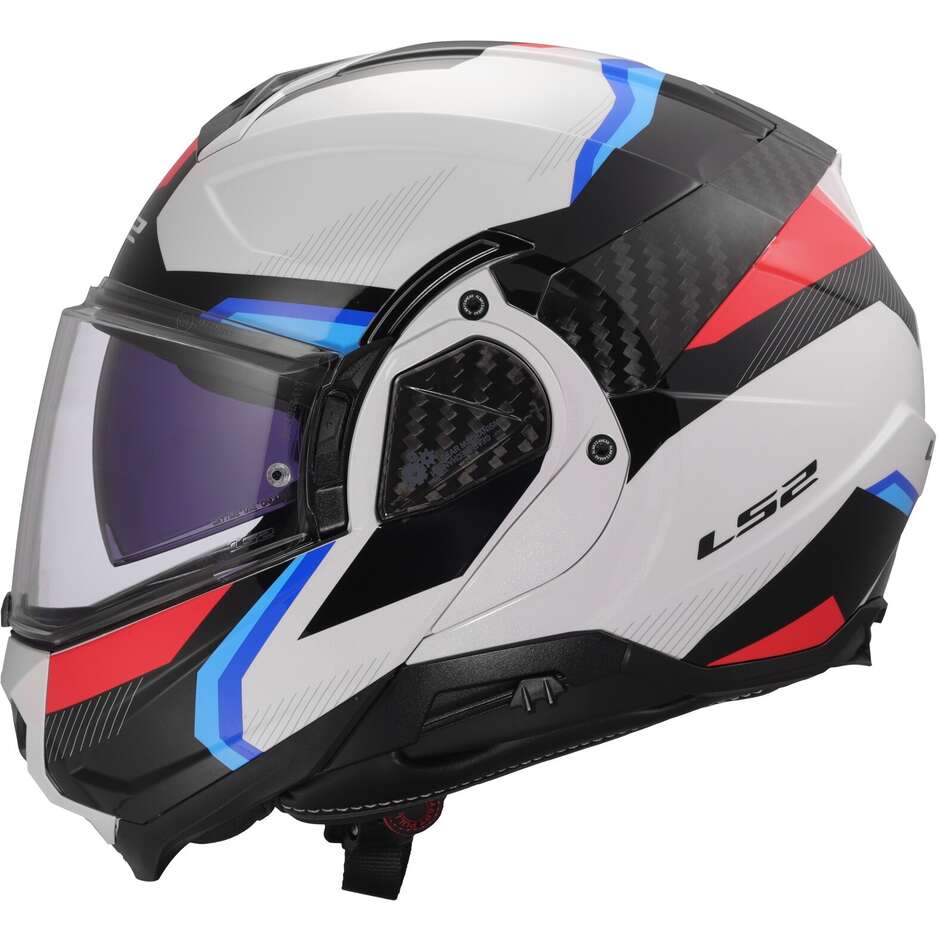 Casco Moto Modulare P/J LS2 FF910 ADVANT II TRIPLE Bianco Blue Rosso