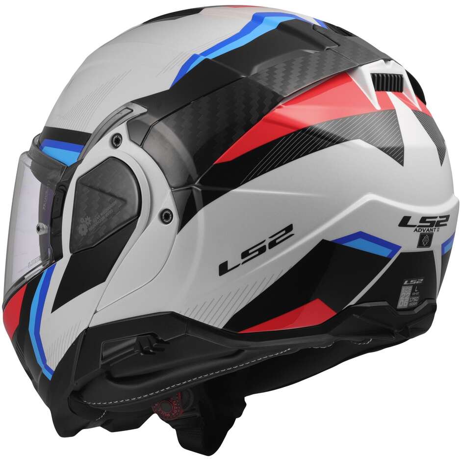 Casco Moto Modulare P/J LS2 FF910 ADVANT II TRIPLE Bianco Blue Rosso