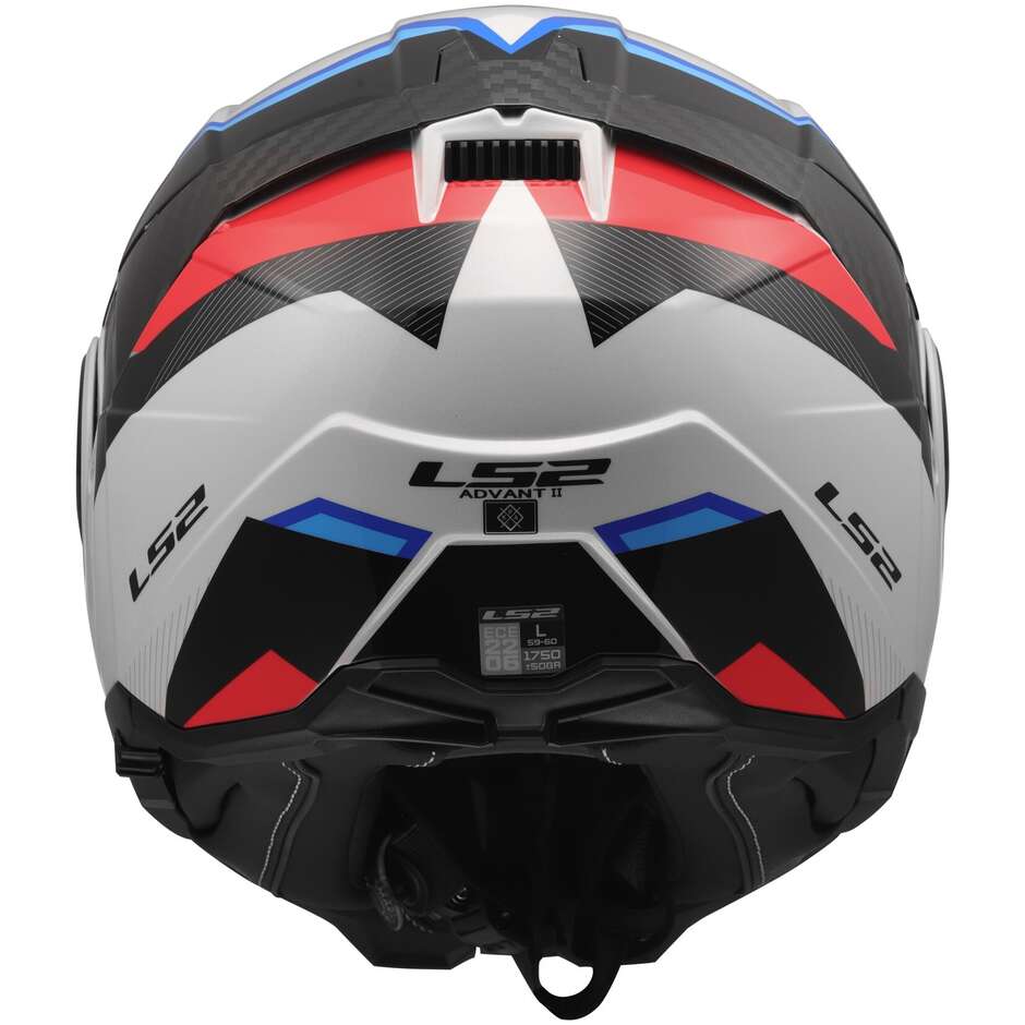 Casco Moto Modulare P/J LS2 FF910 ADVANT II TRIPLE Bianco Blue Rosso