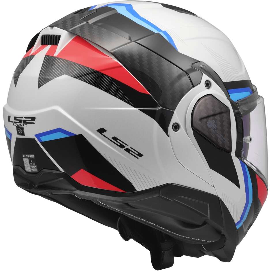 Casco Moto Modulare P/J LS2 FF910 ADVANT II TRIPLE Bianco Blue Rosso