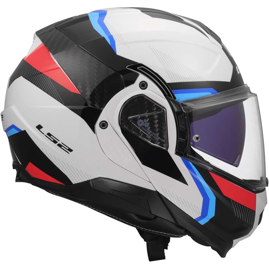 Casco Moto Modulare P/J LS2 FF910 ADVANT II TRIPLE Bianco Blue Rosso