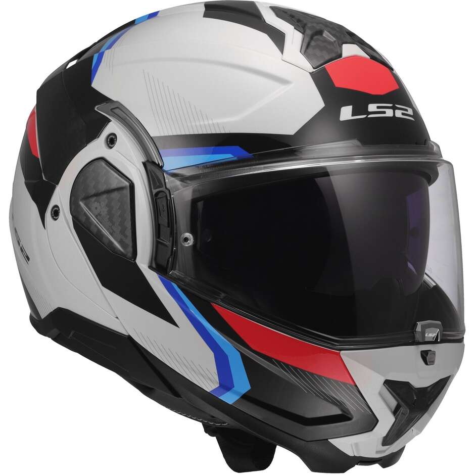 Casco Moto Modulare P/J LS2 FF910 ADVANT II TRIPLE Bianco Blue Rosso