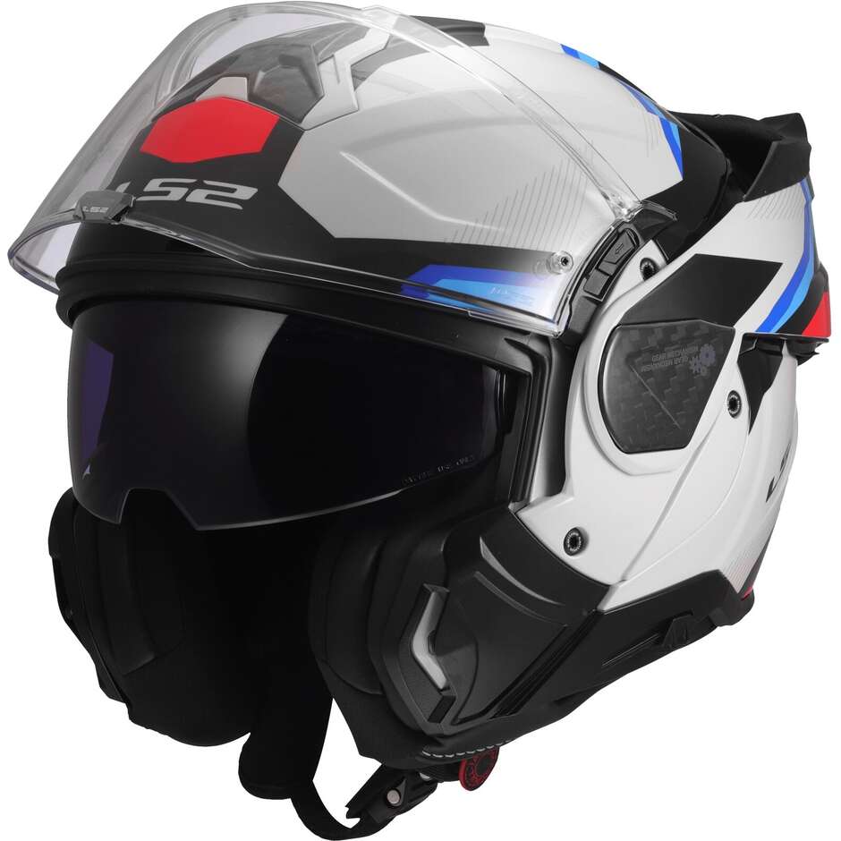Casco Moto Modulare P/J LS2 FF910 ADVANT II TRIPLE Bianco Blue Rosso
