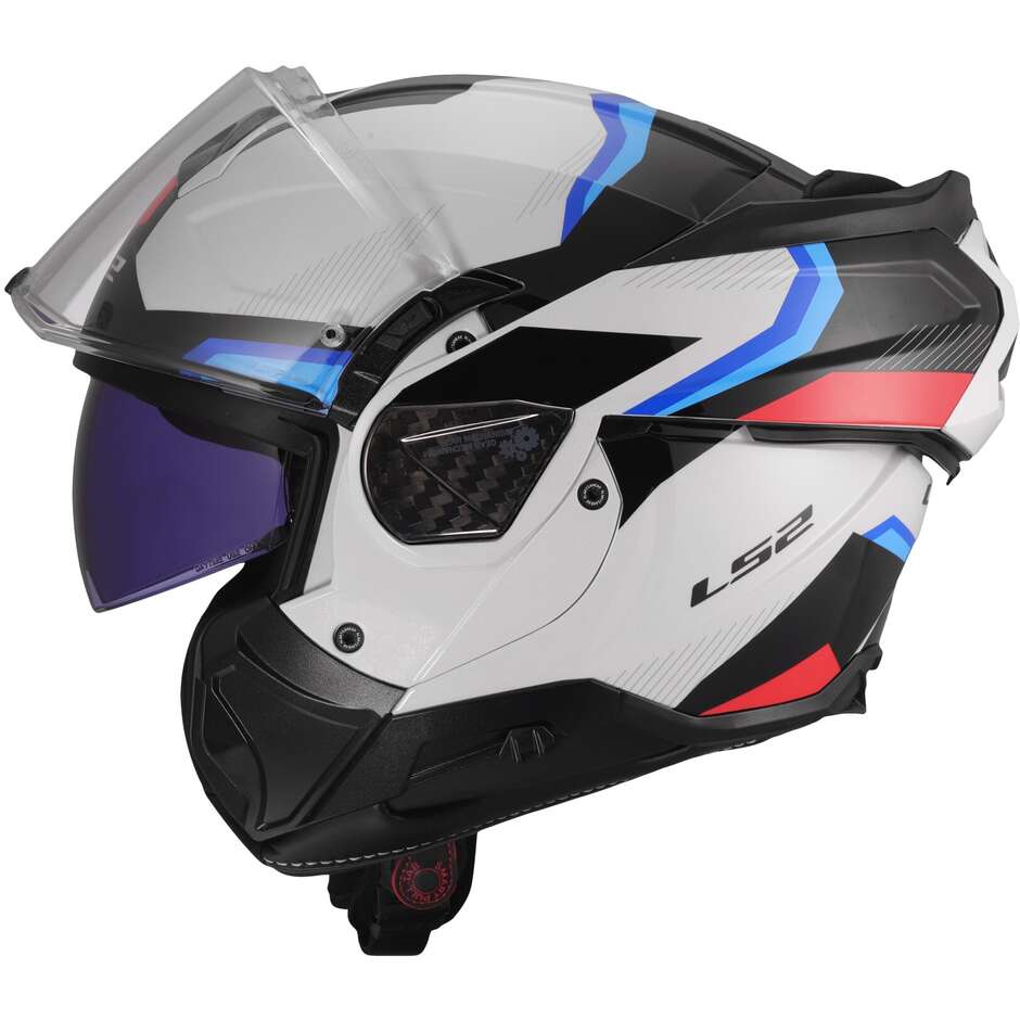 Casco Moto Modulare P/J LS2 FF910 ADVANT II TRIPLE Bianco Blue Rosso