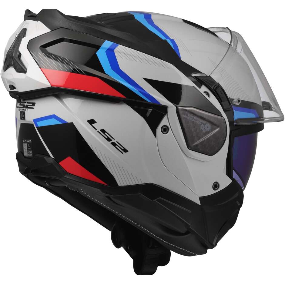 Casco Moto Modulare P/J LS2 FF910 ADVANT II TRIPLE Bianco Blue Rosso